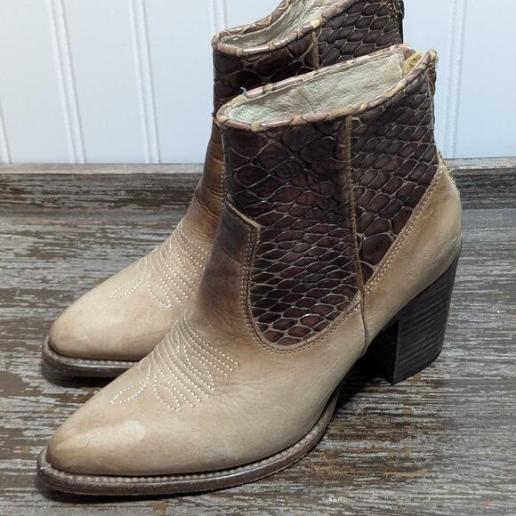 Freebird By Steven Womens Clementine Tan Brown Leather Western Ankle Boot Size7 - Picture 3 of 7